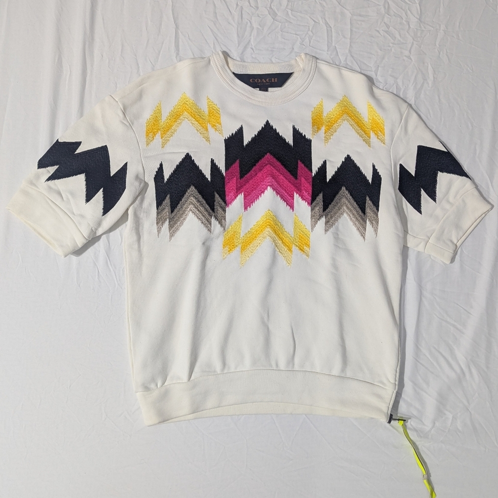 Coach Women's Hawk Feather Zip-up Sweater Size XS in Excellent Condition